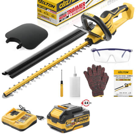 เครื่องตัดแต่งพุ่มไม้ไร้สาย (พร้อมแบตเตอรี่) DELTON รุ่น MKT-520T ULTRAFLEX 20V 4AH_1